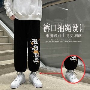 秋款男士运动裤直筒宽松卫裤哈伦抽绳束脚休闲裤1611B-1-K03-P45图片