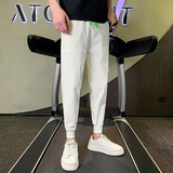 白色休闲裤男士纯色裤子潮流百搭束脚裤夏季薄款九分裤712-1-A108，男装休闲裤，星座712-1