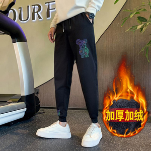 冬季加绒卫裤 网红束脚裤 男士运动裤宽松哈伦裤长裤A72-P45绒P48图片