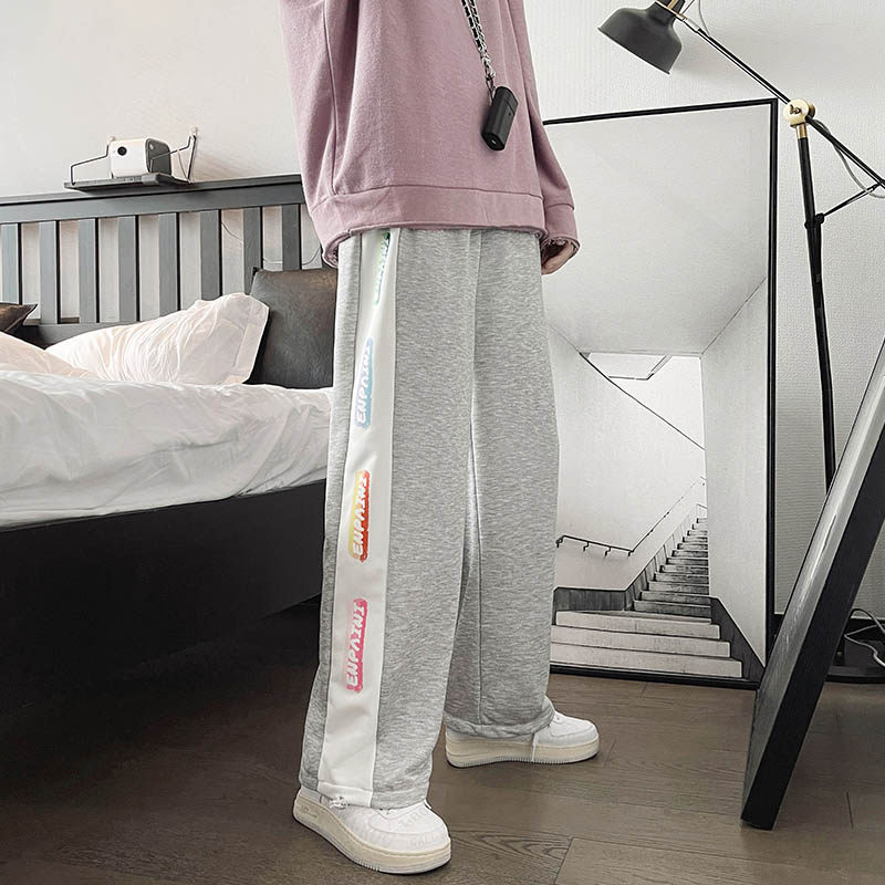 加厚款休闲裤秋季长裤直筒阔腿裤港风拖地裤中性卫裤束脚运动裤，男装休闲裤，星座712-1