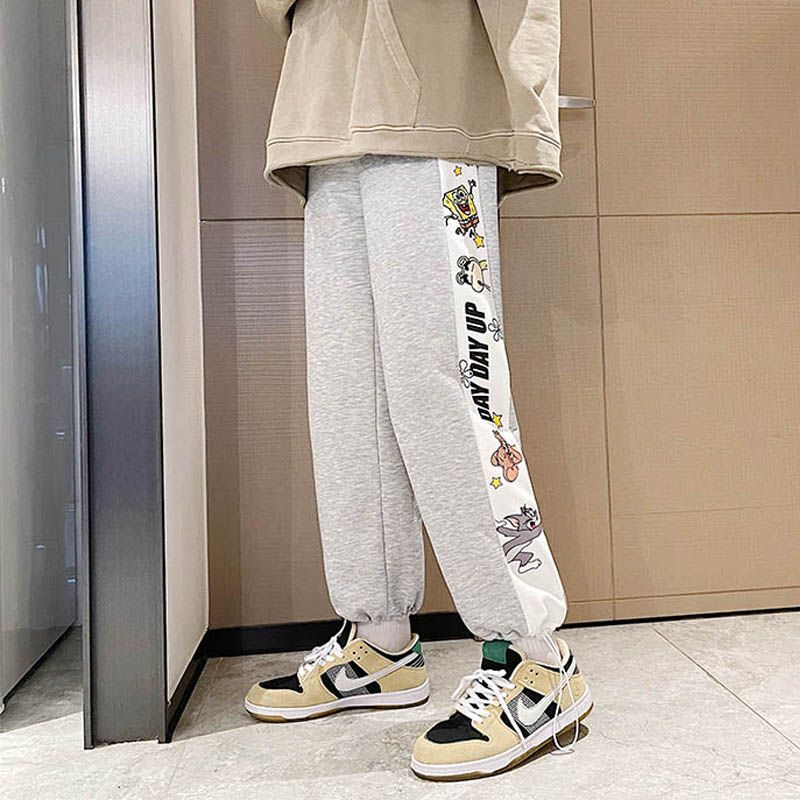 2023春季新款卫裤男士运动裤侧边拼接休闲裤男女中性印花束脚裤,男装休闲裤,星座712-1