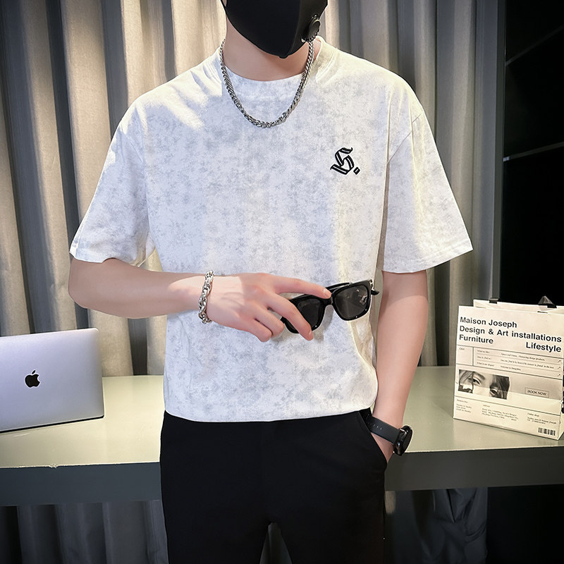 短袖T恤夏季高端圆领半袖体恤衫男士扎染碎花休闲上衣TX04-P58,男装T恤,星座712-1