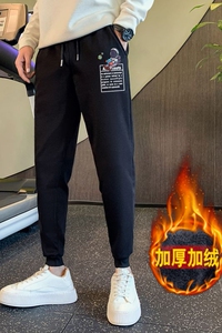 冬季加绒裤子 男士运动裤百搭束脚卫裤潮牌修身小脚裤A71P45绒P48图片
