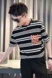 男士条纹衣服夏季短袖T恤痞帅潮牌宽松打底衫TX03-P58，男装T恤，星座712-1