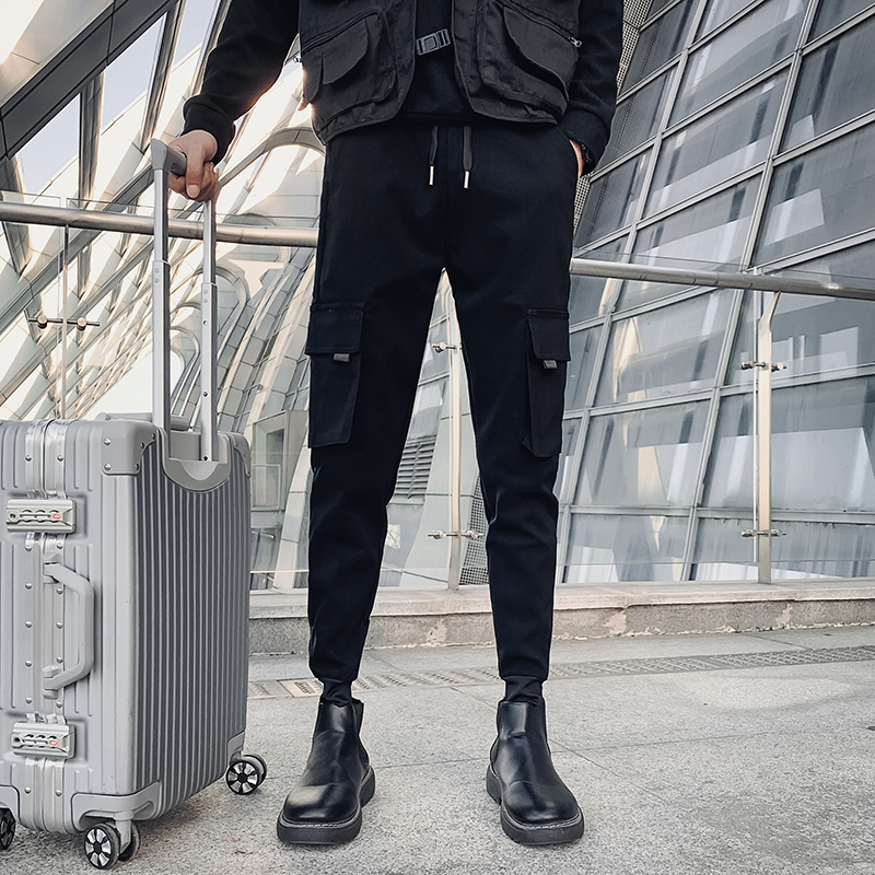 秋冬款加厚休闲裤潮牌束脚工装裤社会小伙网红裤子长裤A55，男装休闲裤，星座712-1