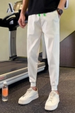 白色休闲裤男士纯色裤子潮流百搭束脚裤夏季薄款九分裤712-1-A108，男装休闲裤，星座712-1