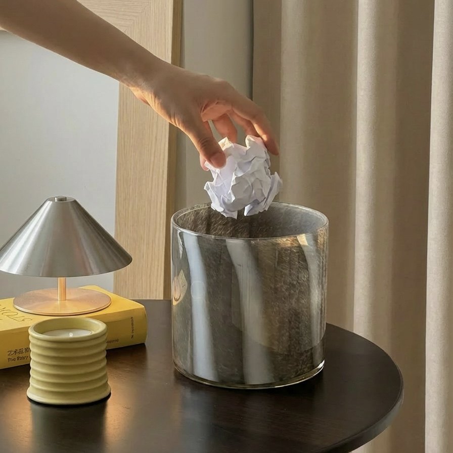 小山园大地色系手工琉璃桌面收纳桶垃圾桶鲜花醒花器红酒冰镇桶