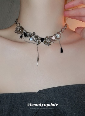 欧美潮酷金属设计项链小众冷淡朋克风颈链轻奢嘻哈风吊坠项饰