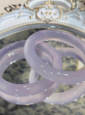 带证书高冰透紫罗兰手镯玛瑙平替女款渐变冰种淡紫玉髓镯子猫眼石