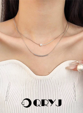 Powkeen两色可选双层项链&C形拉丝耳环