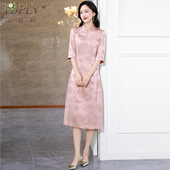 结婚优雅礼服大码 高档品牌喜婆婆婚宴装 改良旗袍裙洋气时尚 连衣裙