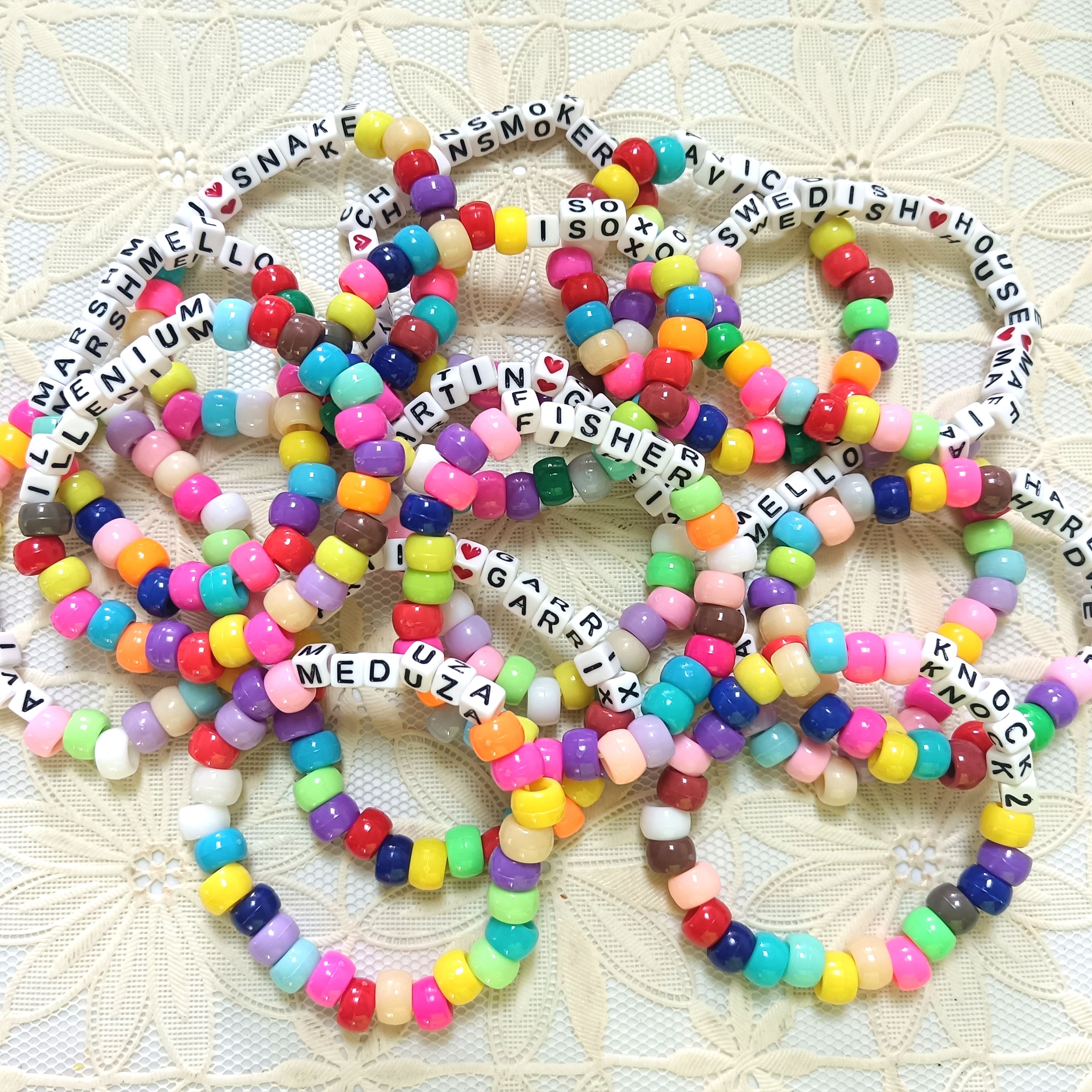 kandi串珠手环百大DJ电音节Rave饰品周边蹦迪夜店字母珠手环手链