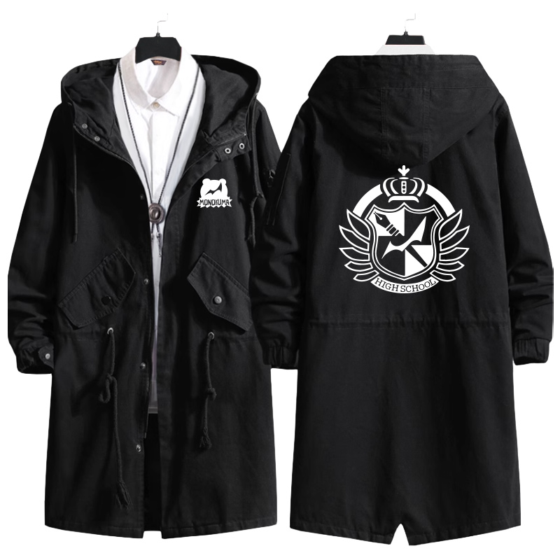 弹丸论破周边 黑白熊 二次元cos服 动漫周边衣服 中长款风衣外套