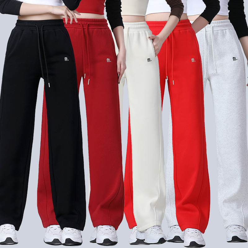 广场舞加绒休闲直筒裤子