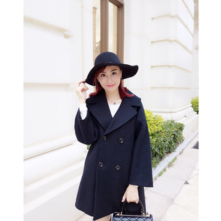 AIVEI欣贺艾薇秋冬A字韩版纯色毛呢大衣I0500313/I0500312