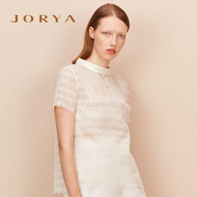 JORYA欣贺卓雅提花拼接短袖衬衫