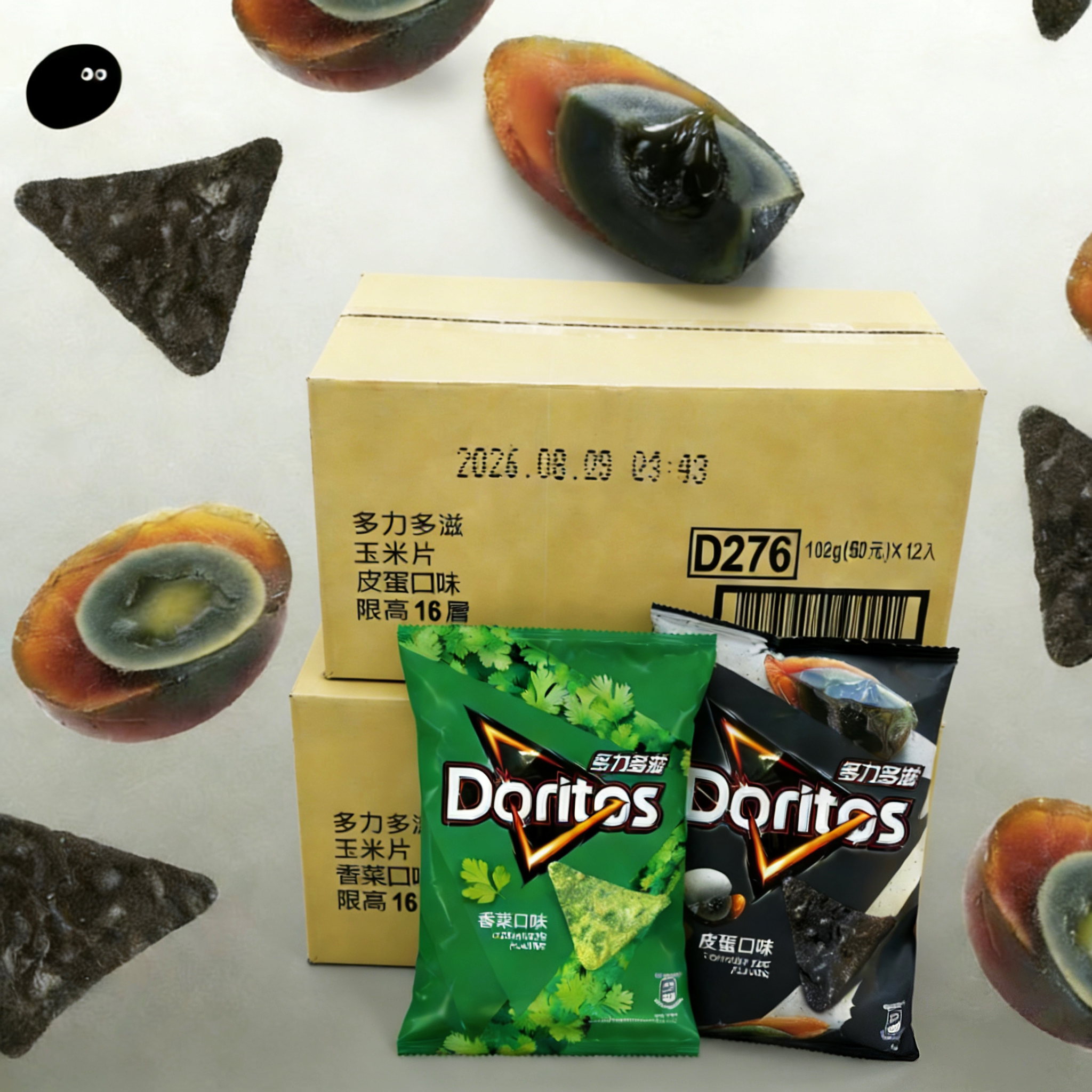 台湾多力多滋玉米片限定香菜/皮蛋口味薯片现货整箱12包出售