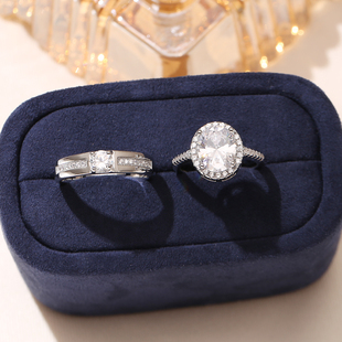 仿真椭圆大鸽子蛋钻戒求婚结婚戒指情侣对戒婚礼仪式道具活口一对