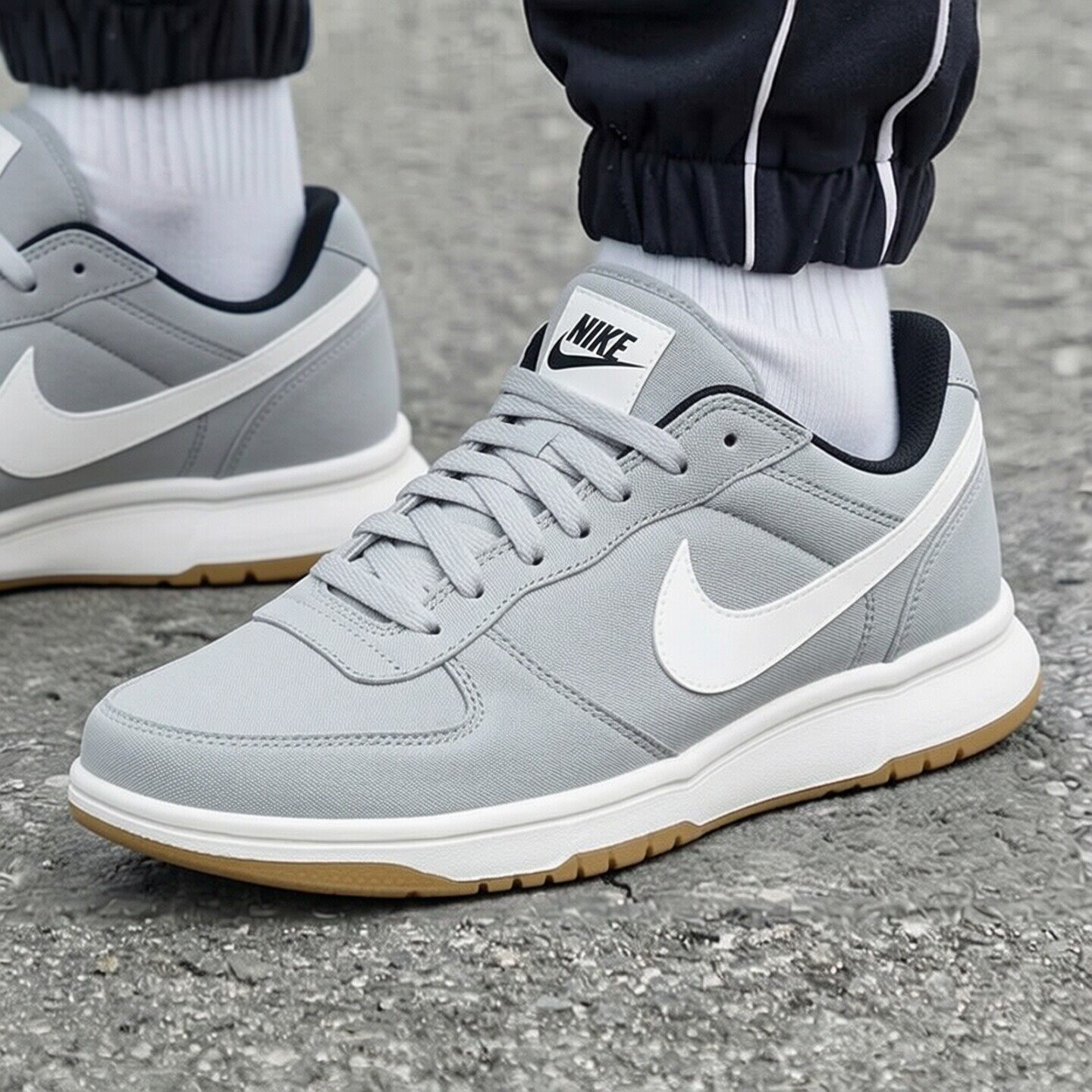 耐克鞋子BIG NIKE LOW LUX灰色运动鞋新款男子帆布鞋潮流休闲板鞋