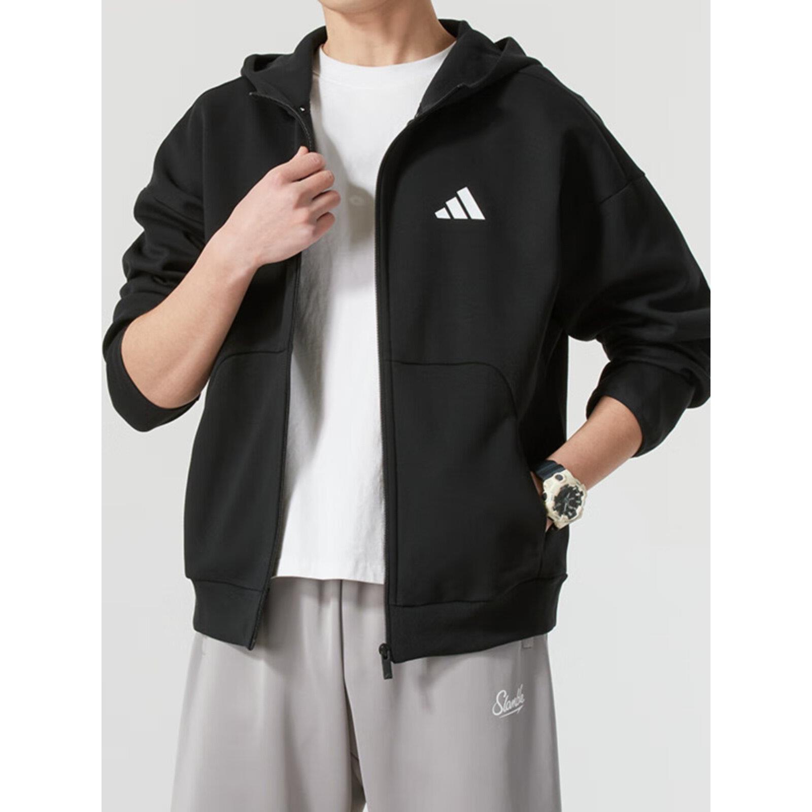 阿迪达斯男装外套春季正品运动服健身训练跑步锻炼休闲服针织夹克
