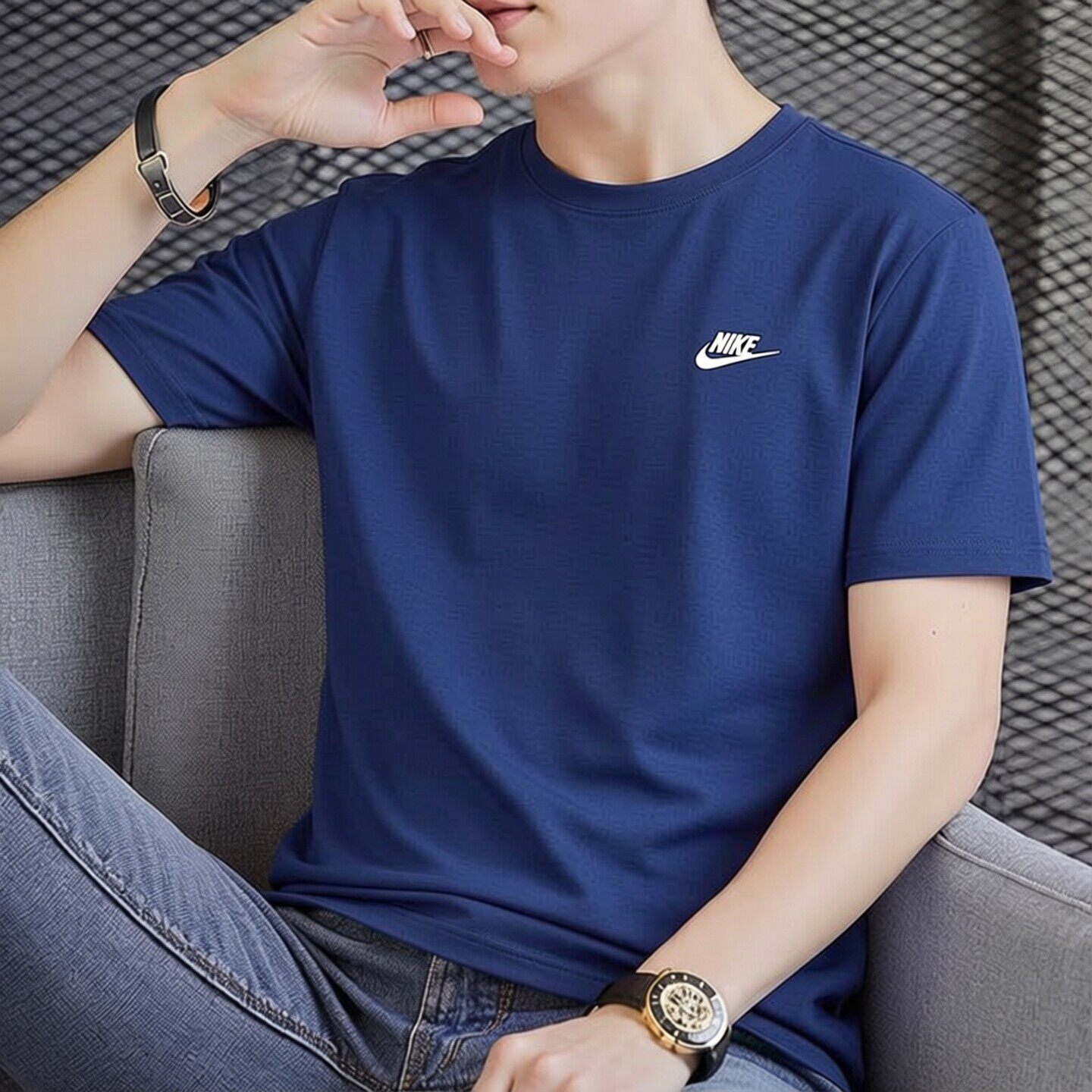 藏蓝色T恤Nike耐克夏季新