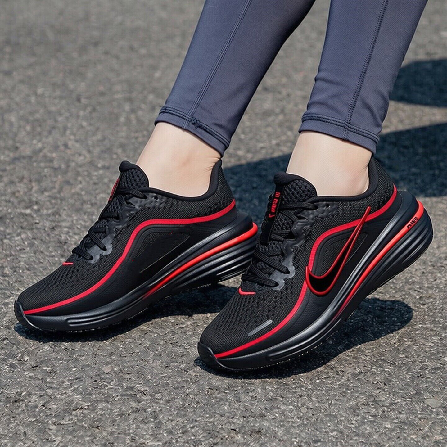 Nike耐克2026年新款运动鞋黑红色跑步鞋潮流女子休闲鞋健身网面鞋