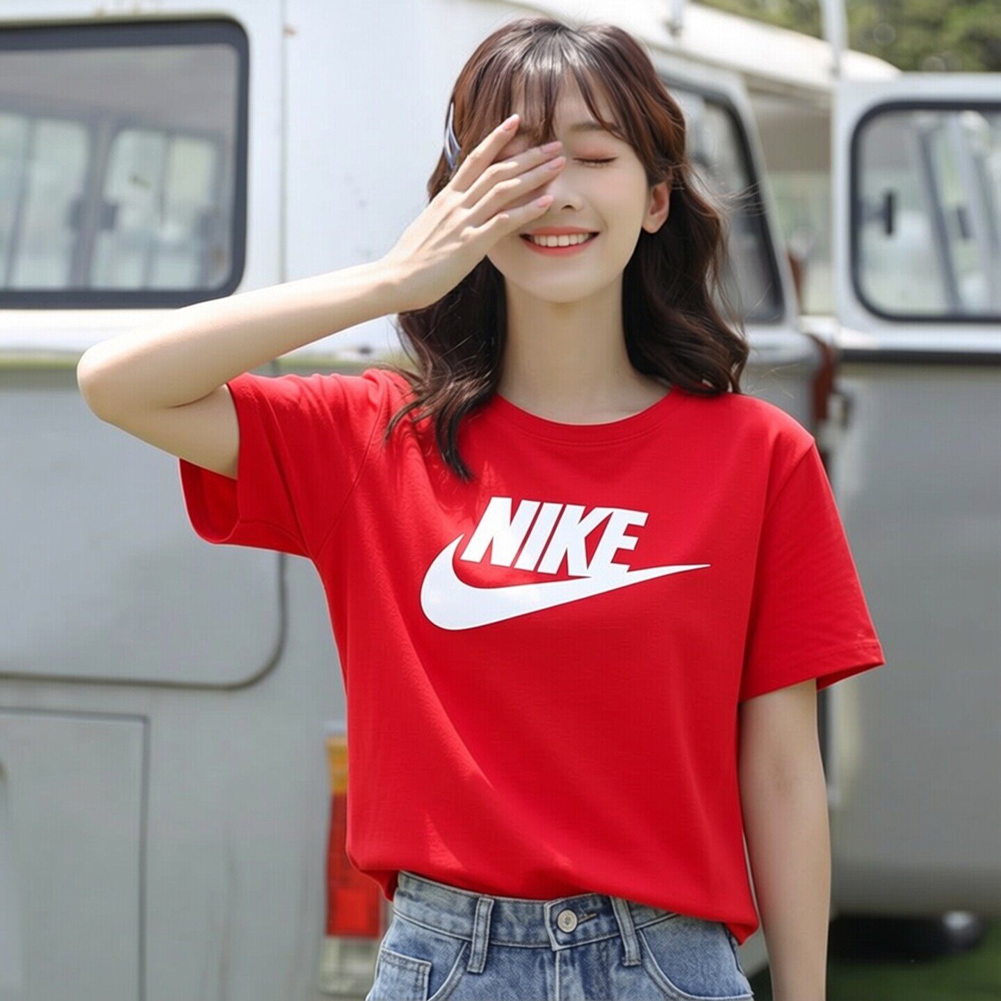 Nike耐克红色女士T恤薄款