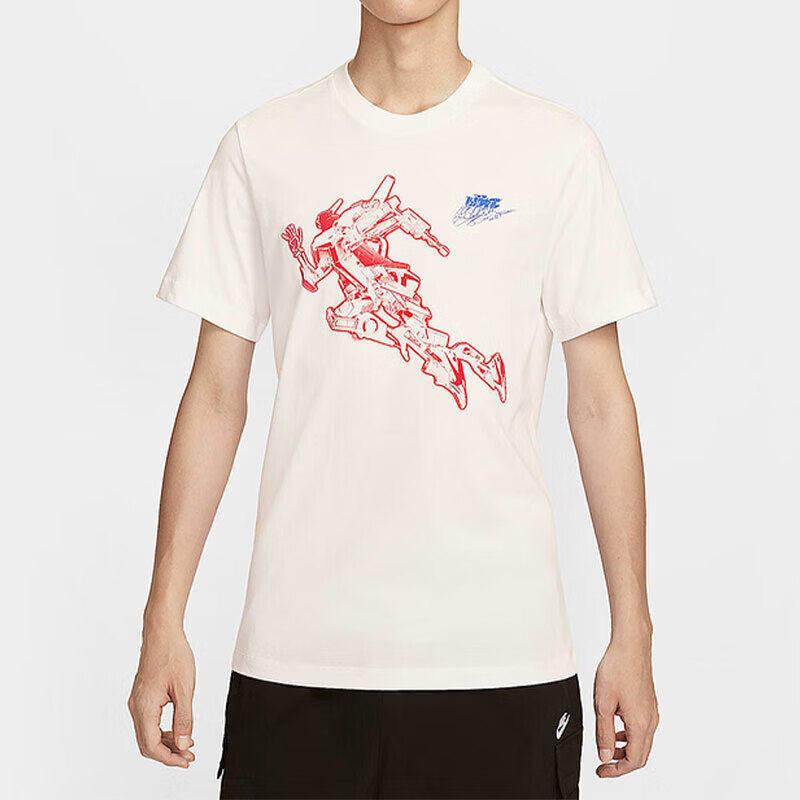 Nike耐克2026年正品短袖T恤男白色机甲印花运动休闲上衣个性潮流