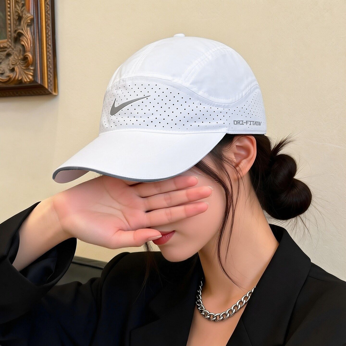 耐克女帽子夏季新款透气运动帽白色速干遮阳鸭舌帽速干棒球帽男帽