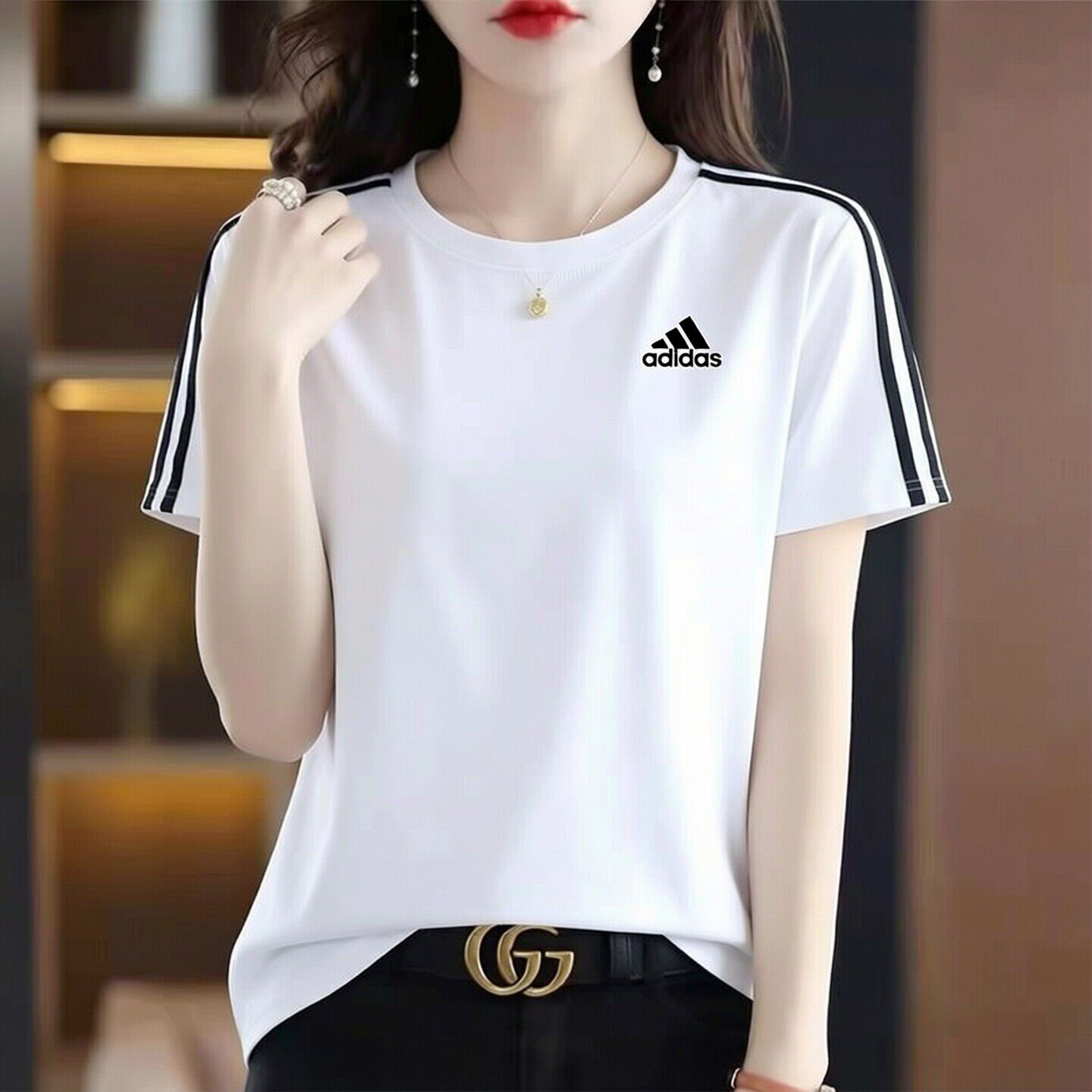 阿迪达斯短袖t恤女士棉质