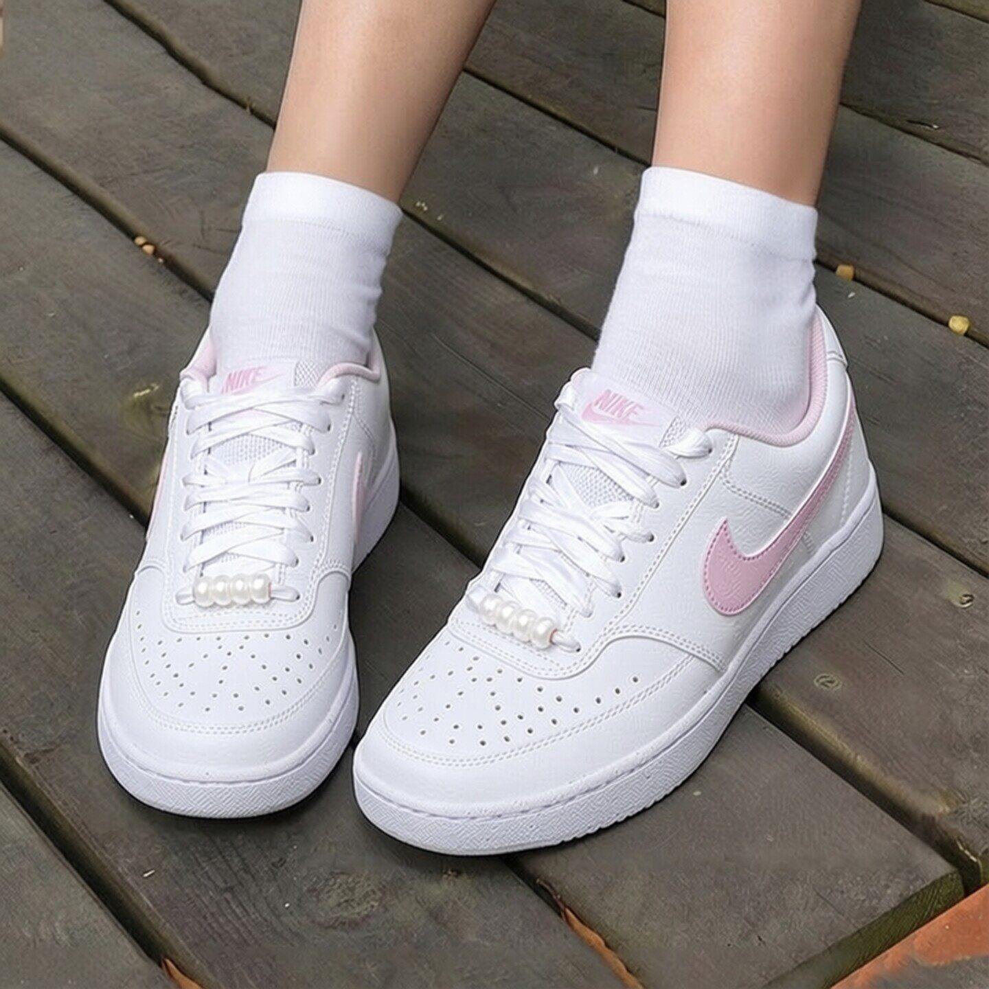 Nike耐克鞋子皮面透气运动鞋低帮白色板鞋正品女子休闲鞋轻便潮鞋