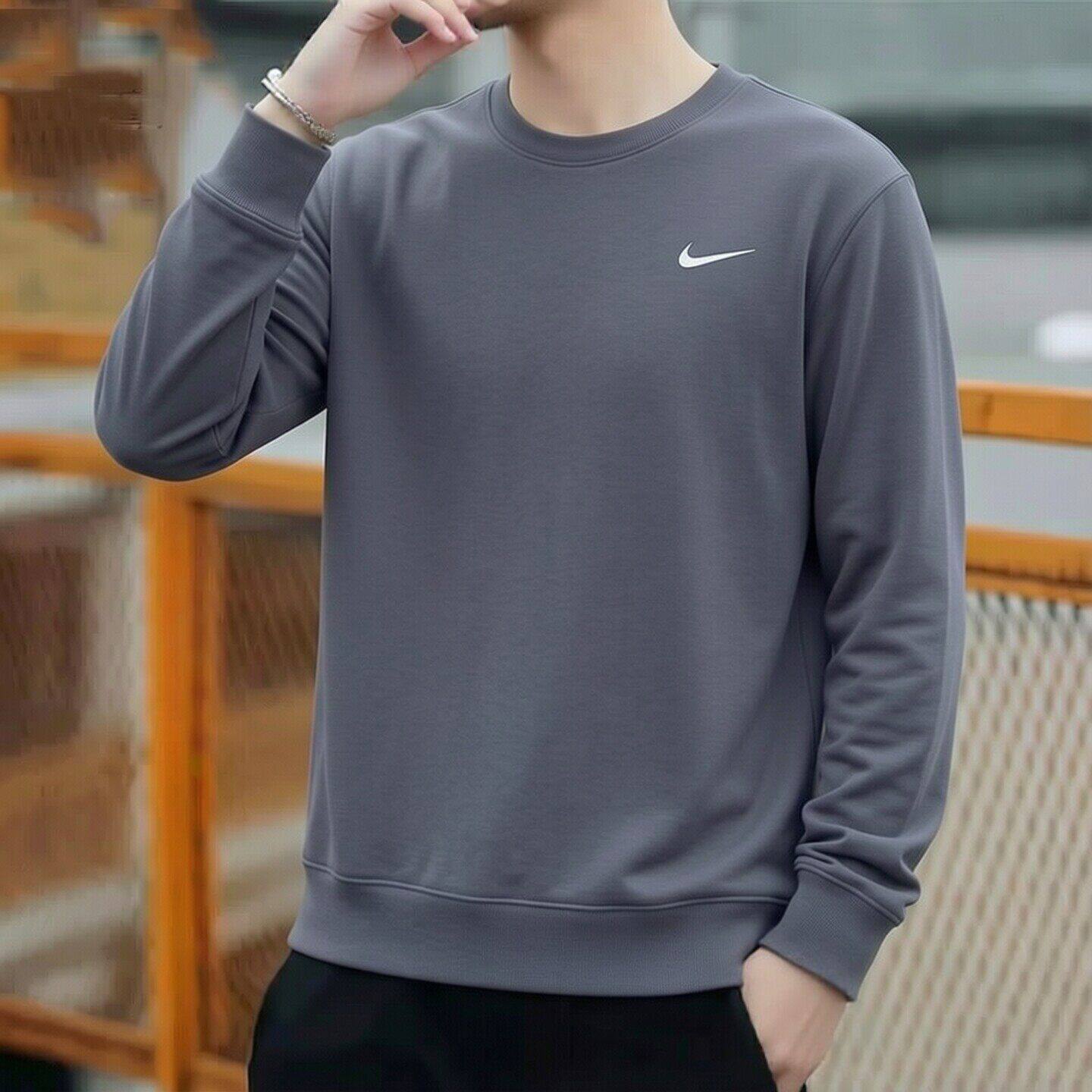 Nike耐克简约纯色卫衣男子刺绣标上衣新款针织外套潮流宽松运动装
