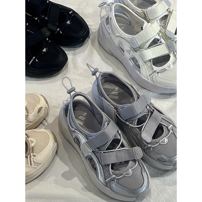 Adidas凉鞋男女鞋夏季正品正品透气超轻缓震复古美式厚底休闲鞋女