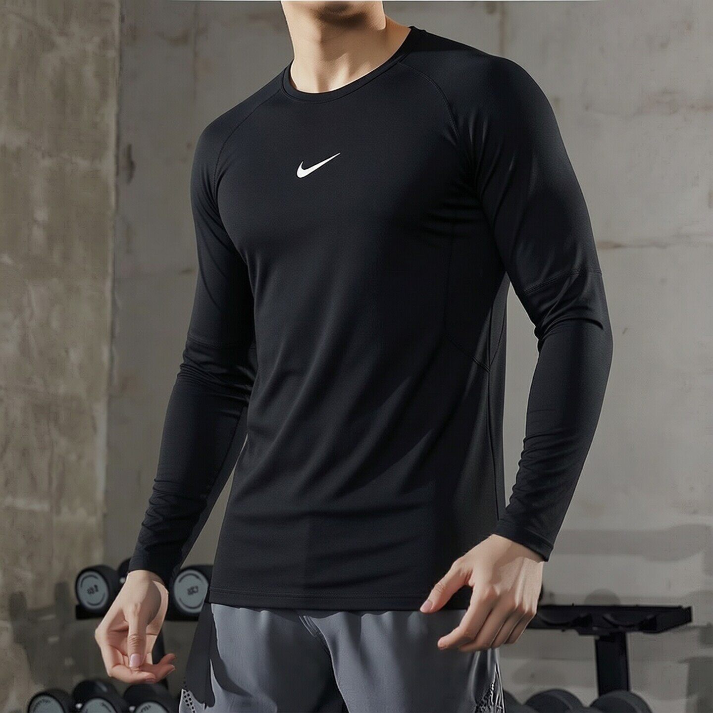 Nike耐克紧身速干长袖男子篮球高弹T恤新款跑步训练运动服薄上衣