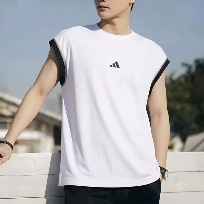 Adidas速干背心男夏季男士宽松运动健身跑步速干冰丝无袖上衣