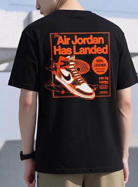 Jordan乔丹篮球短袖男士纯棉T恤潮流鞋子印花上衣新款AJ运动半袖