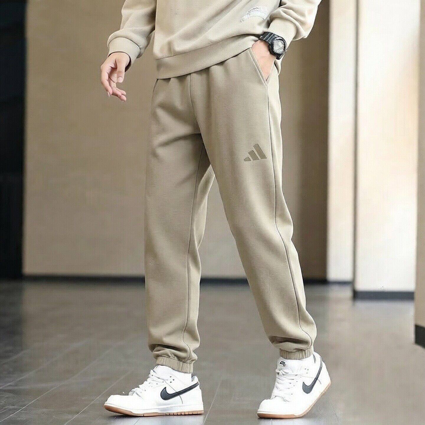 阿迪达斯裤子男秋季新款复古美式束脚卫裤纯色收口宽松针织运动裤