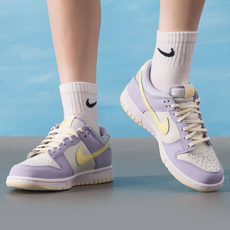 Nike耐克女鞋Dunk Low紫色黄色彩色勾子休闲运动板鞋潮流时尚