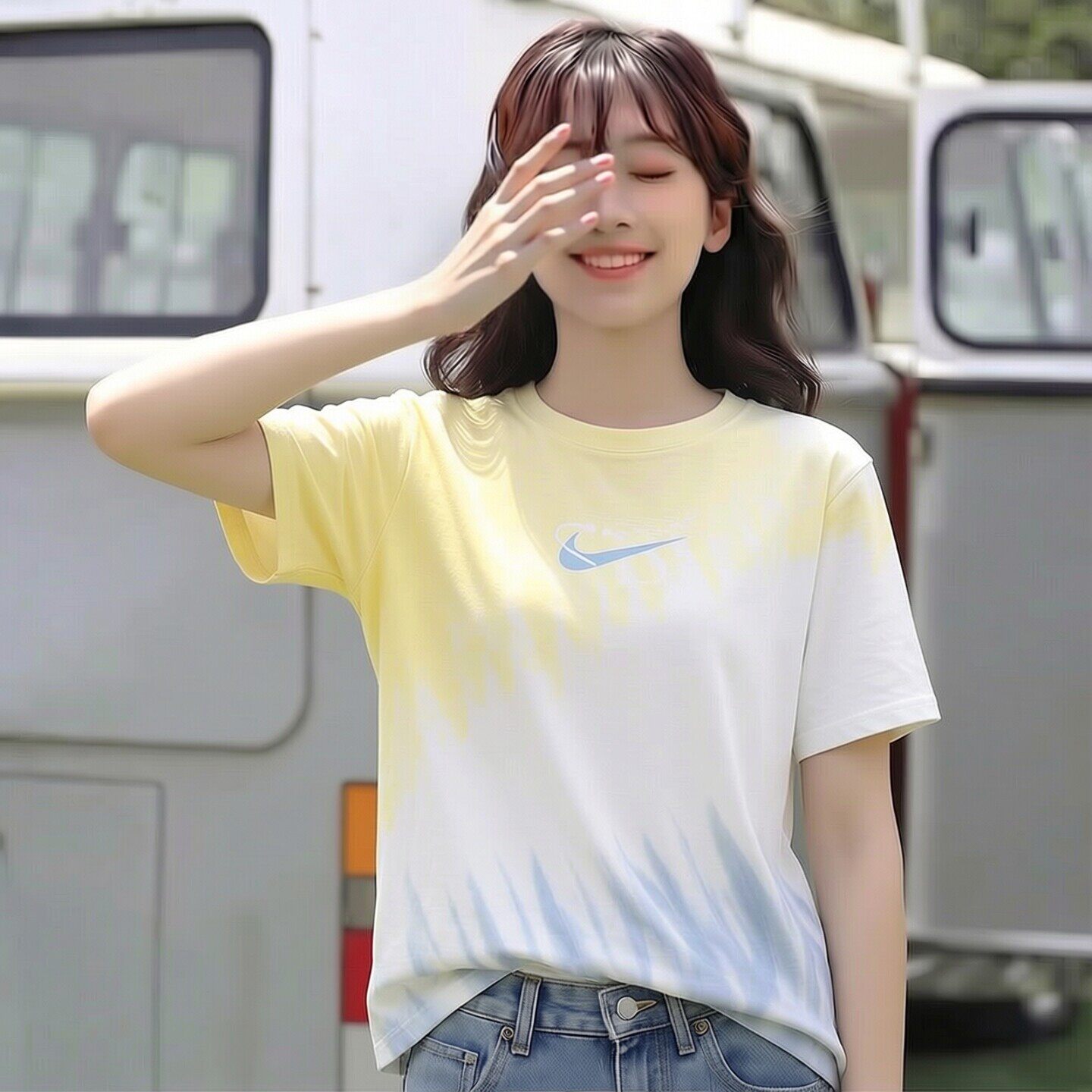 Nike耐克潮流印花短袖女士时尚T恤正品扎染色上衣宽松透气运动装