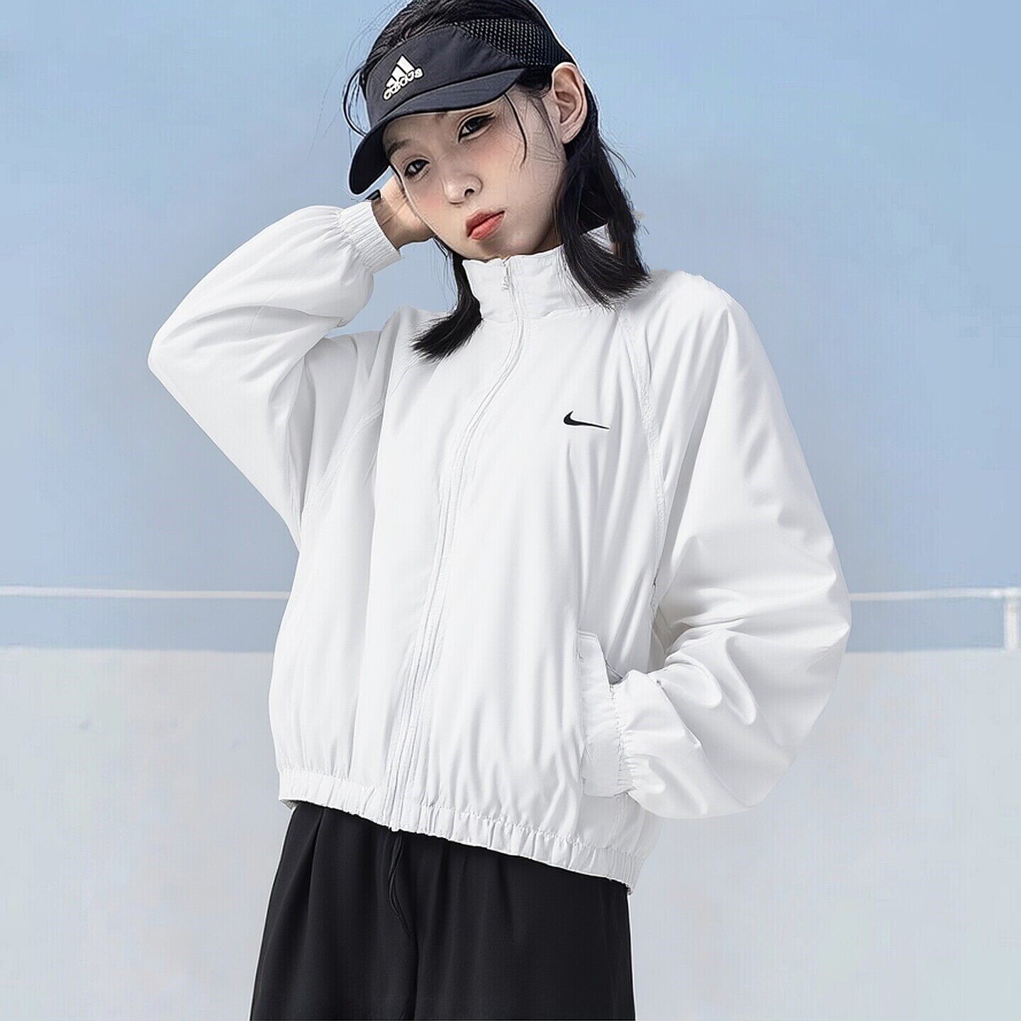 Nike耐克薄款防晒衣新款立领外套内衬网面运动服女子跑步透气夹克