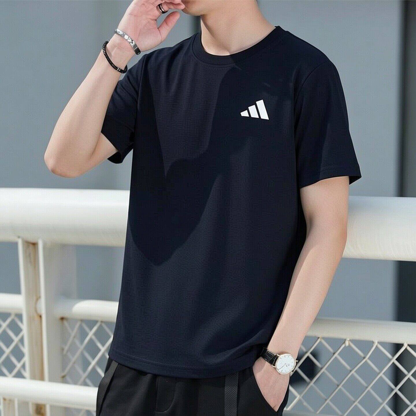 阿迪达斯黑色短袖男夏季