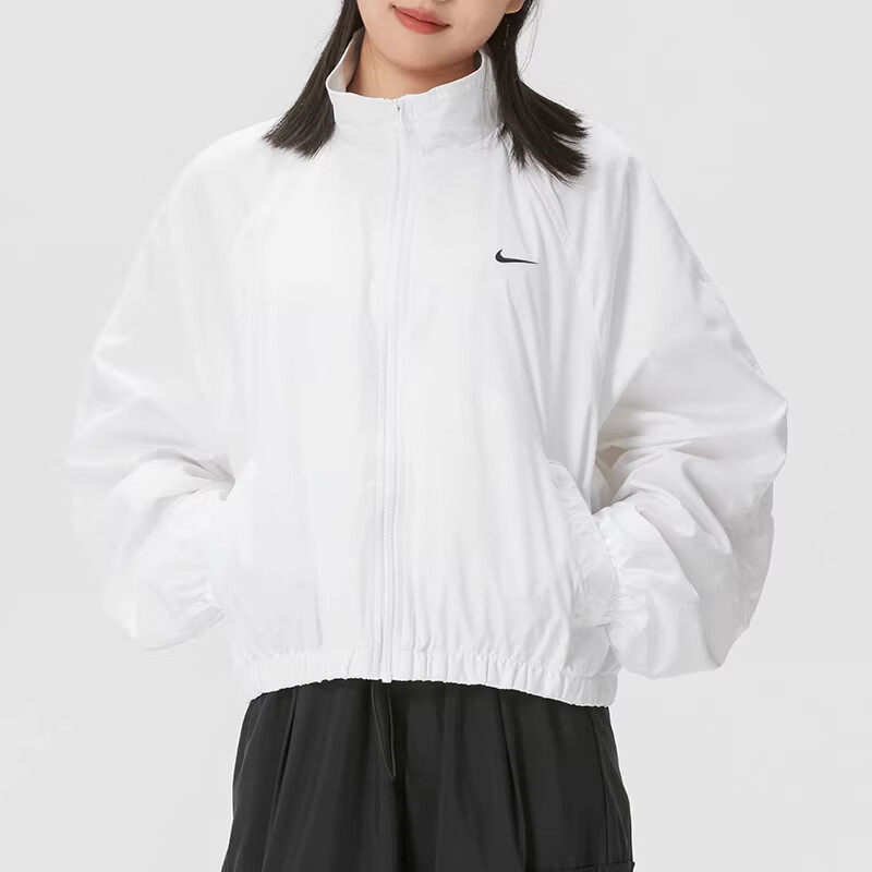 Nike耐克2026年新款立领运动风外套女白色拉链夹克新款运动穿搭