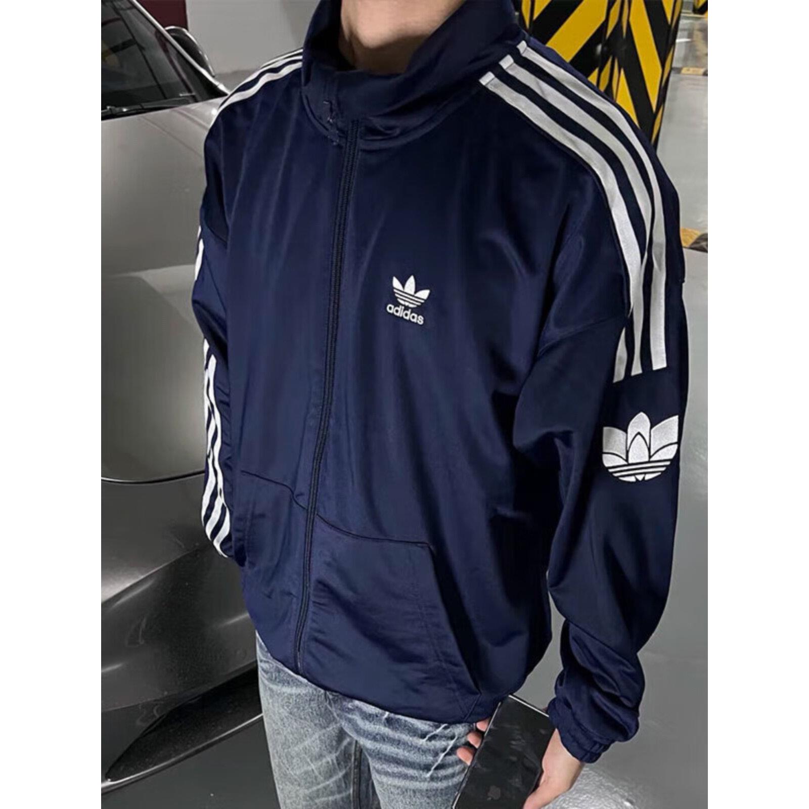 阿迪达斯三叶草外套男正品运动休闲服宽松大码篮球服透气立领夹克
