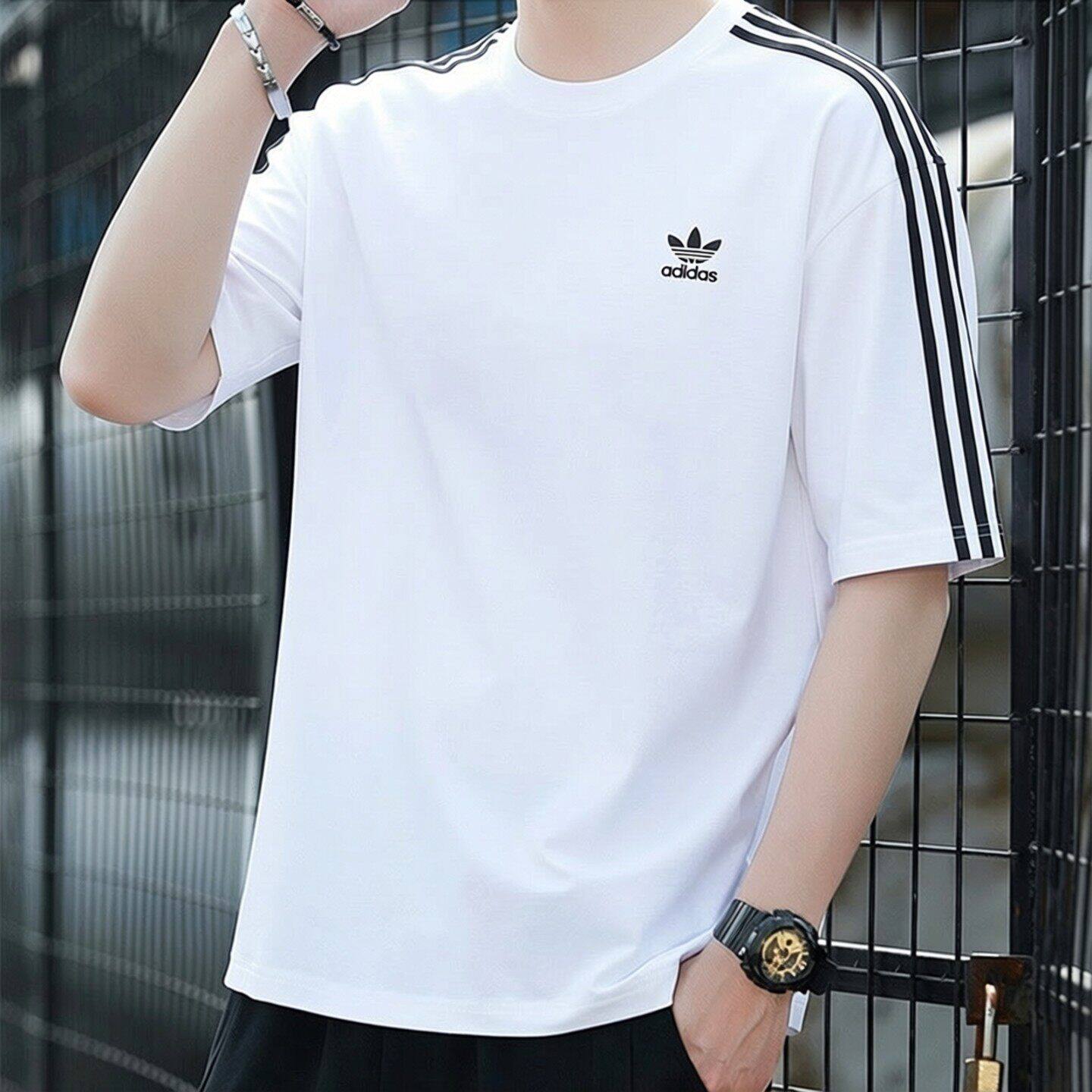 阿迪达斯白色T恤男夏季新