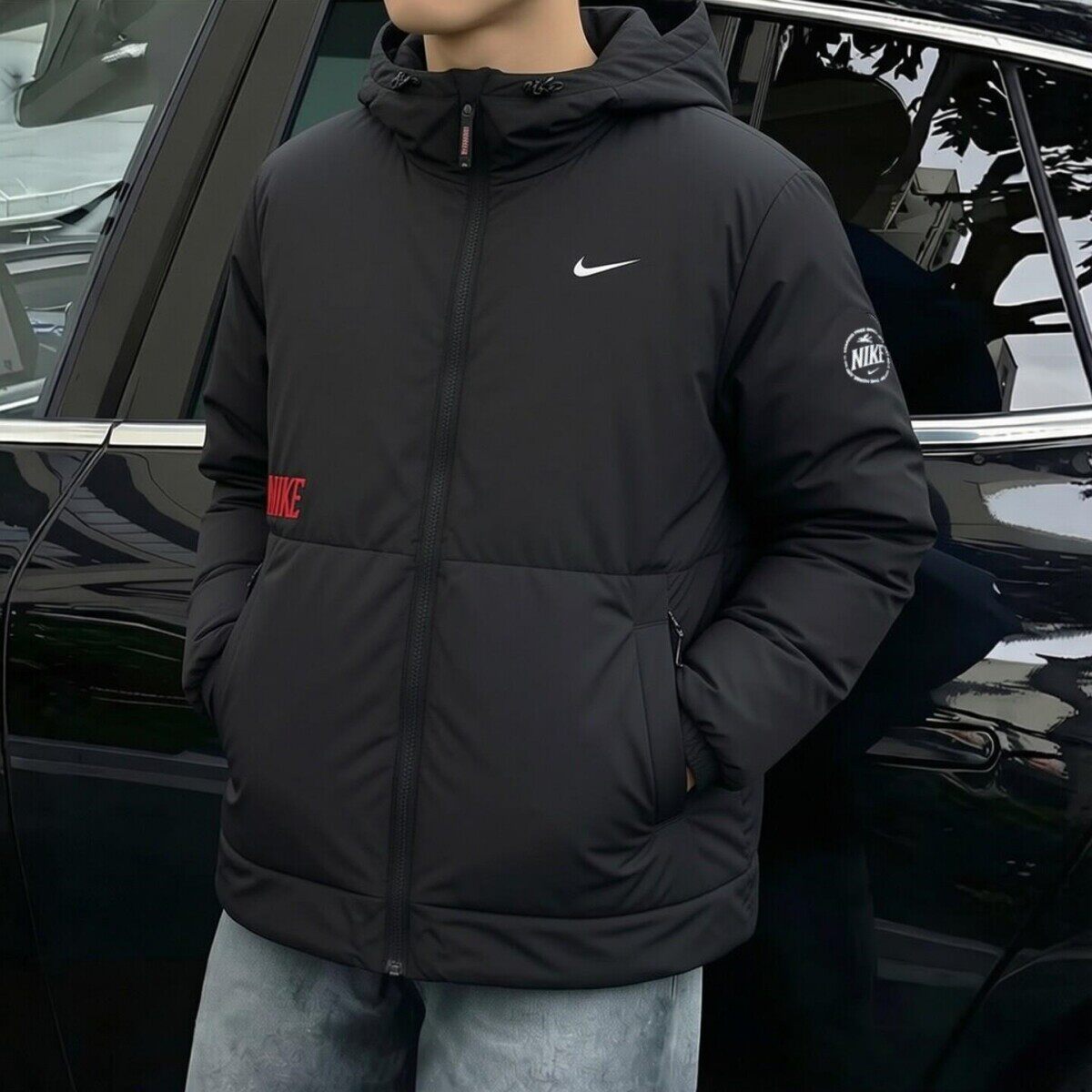 Nike耐克轻薄款棉羽防风保暖棉服冬季新款男士外套连帽运动装上衣