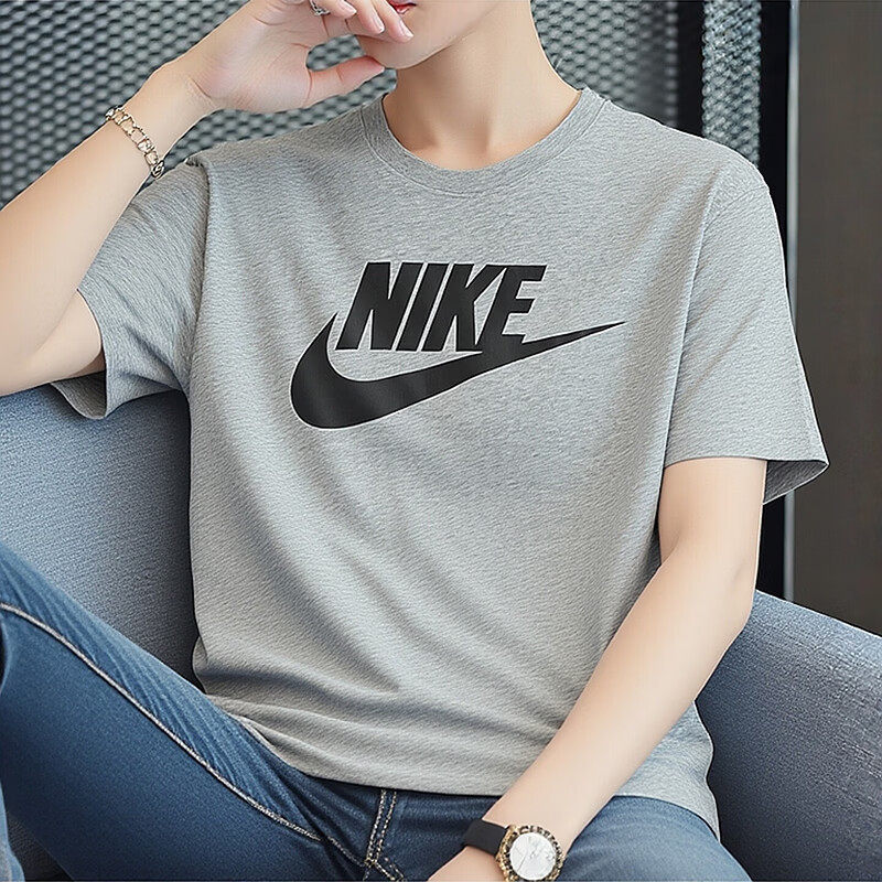 灰色T恤Nike耐克短袖男款