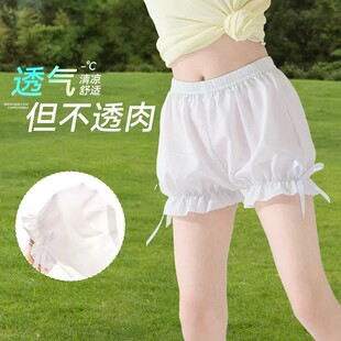 女童灯笼裤短裤夏季薄款女宝宝白色裤子儿童外穿宽送打底裤五分裤
