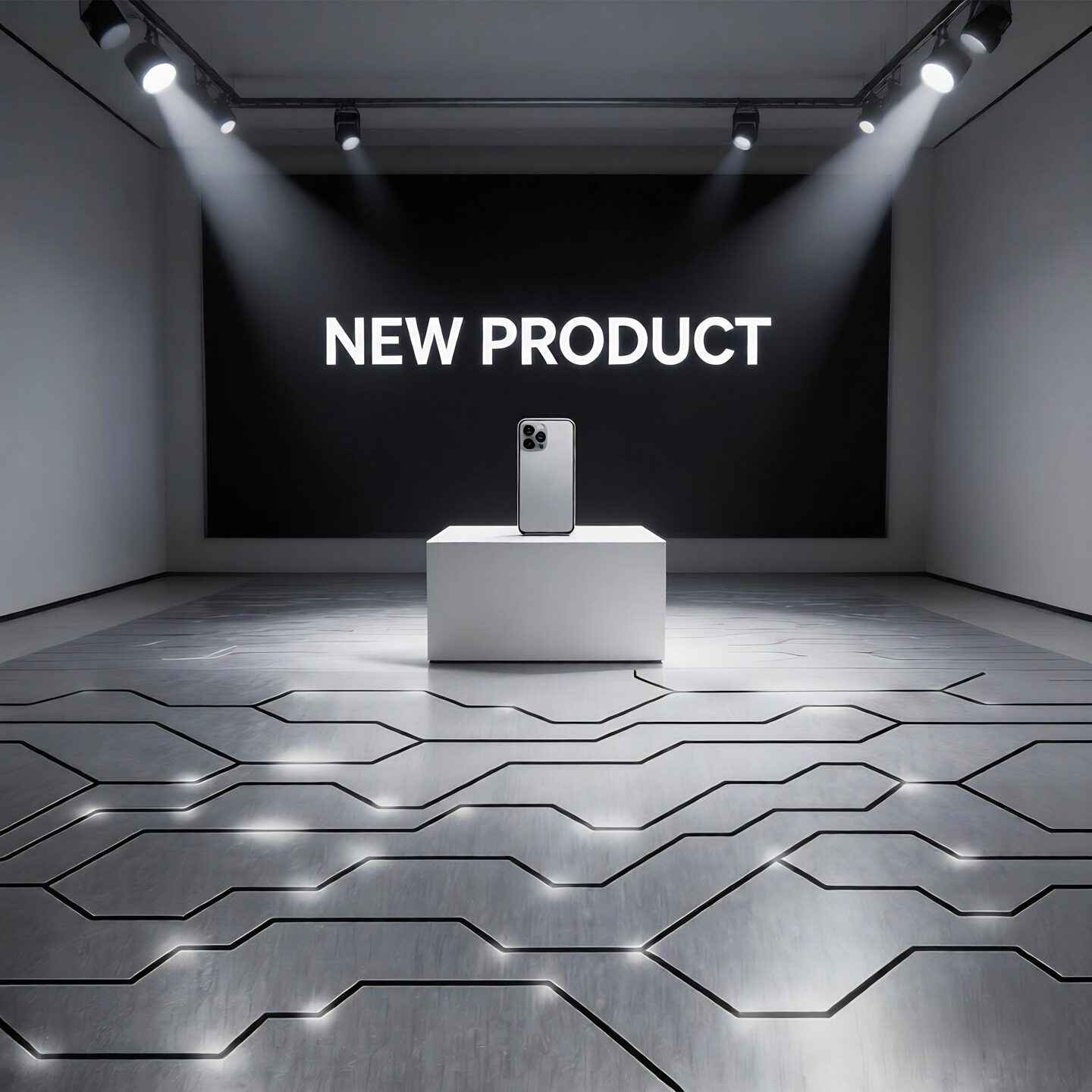 地板革科幻风地胶仿金属质感地板贴防水耐磨科技馆AR馆地贴定做