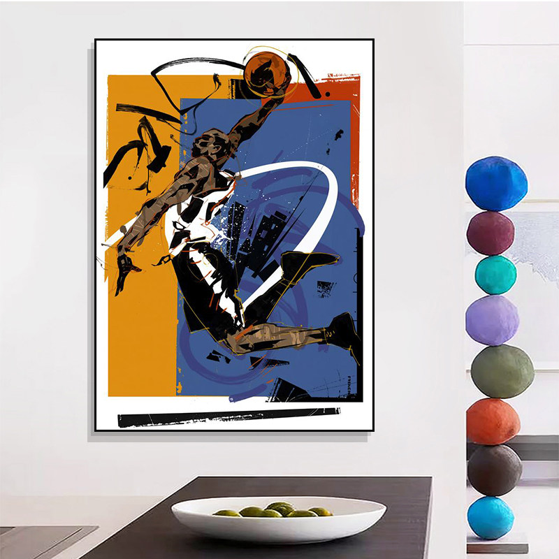 篮球装饰画球类运动元素涂鸦波普风现代简约挂画儿童房卧室客厅画