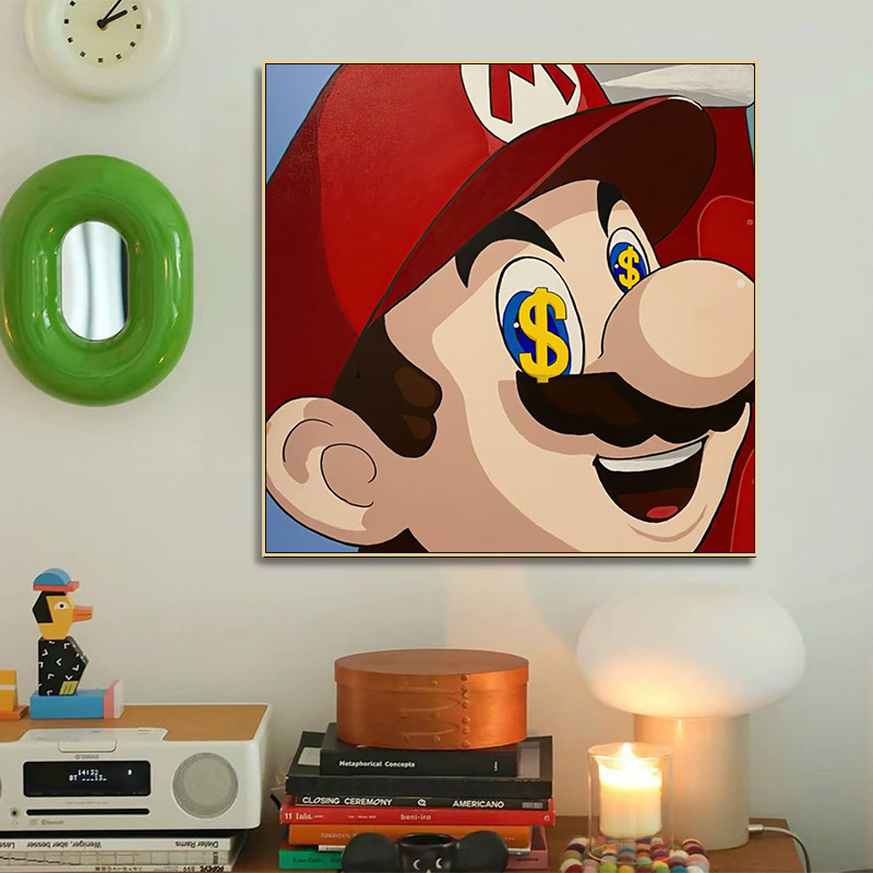 超级玛丽挂画客厅儿童房装饰画电竞房游戏马里奥潮流卡通头像壁画